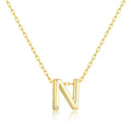 18k Gold Plated Initial Necklace Letter N Created with Zircondia® Crystals