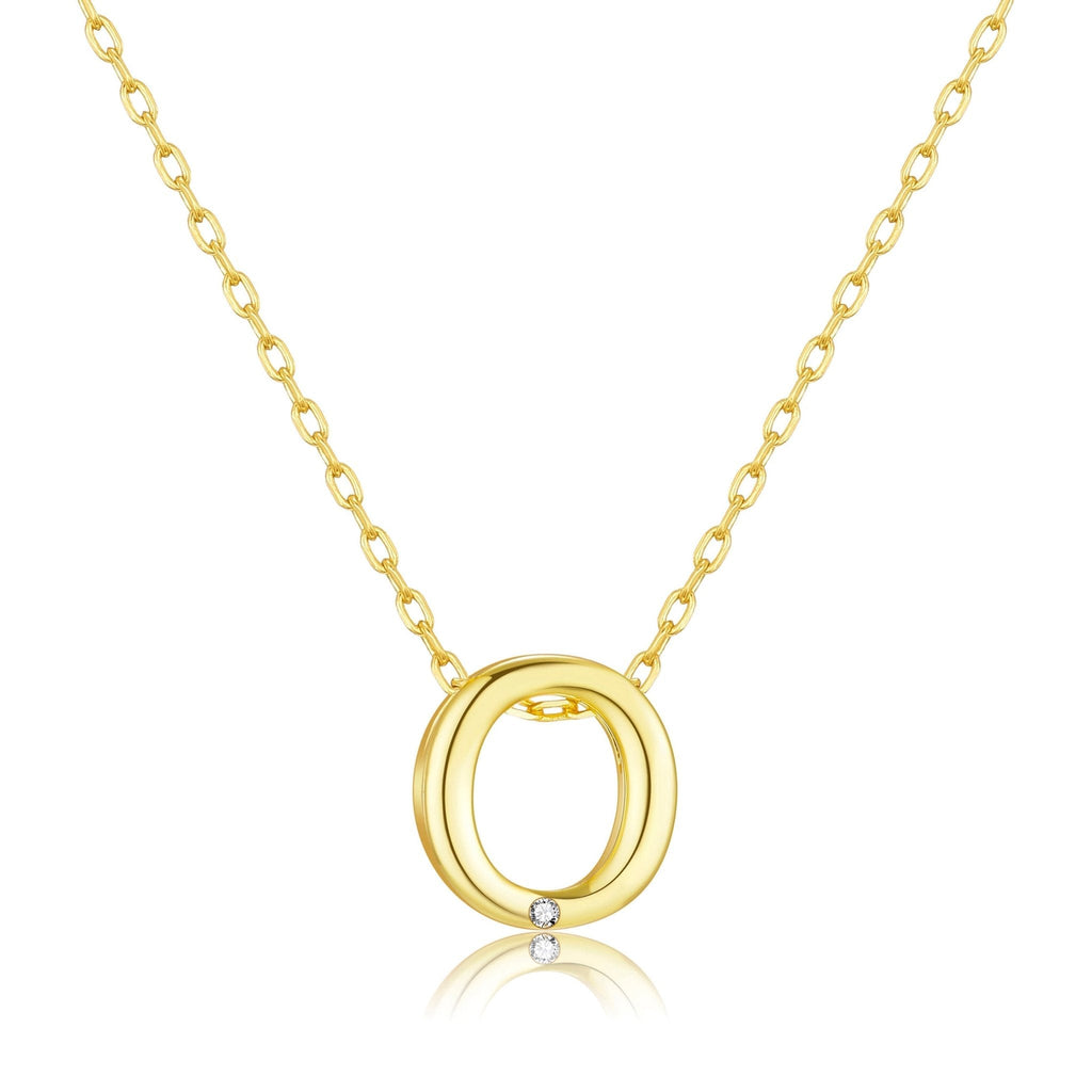 18k Gold Plated Initial Necklace Letter O Created with Zircondia® Crystals