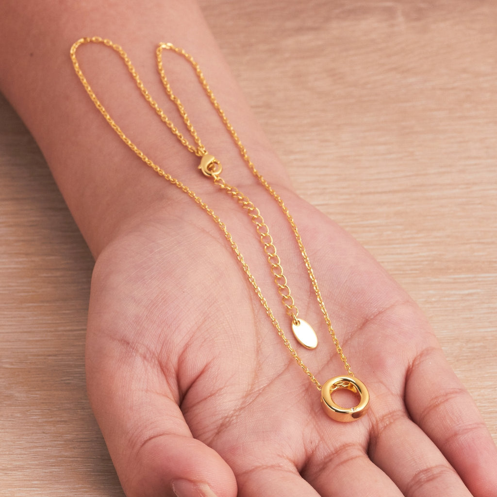 18k Gold Plated Initial Necklace Letter O Created with Zircondia® Crystals