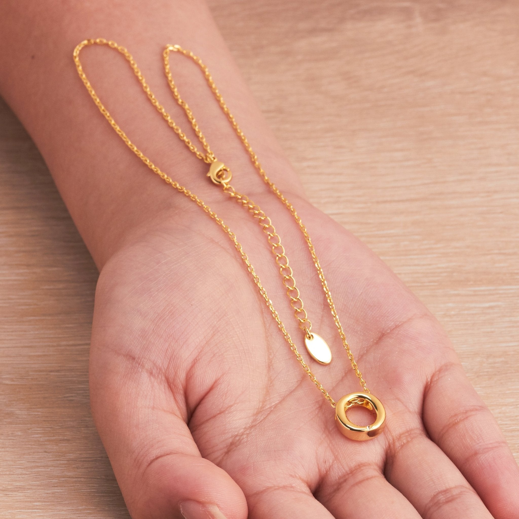 18k Gold Plated Initial Necklace Letter O Created with Zircondia® Crystals