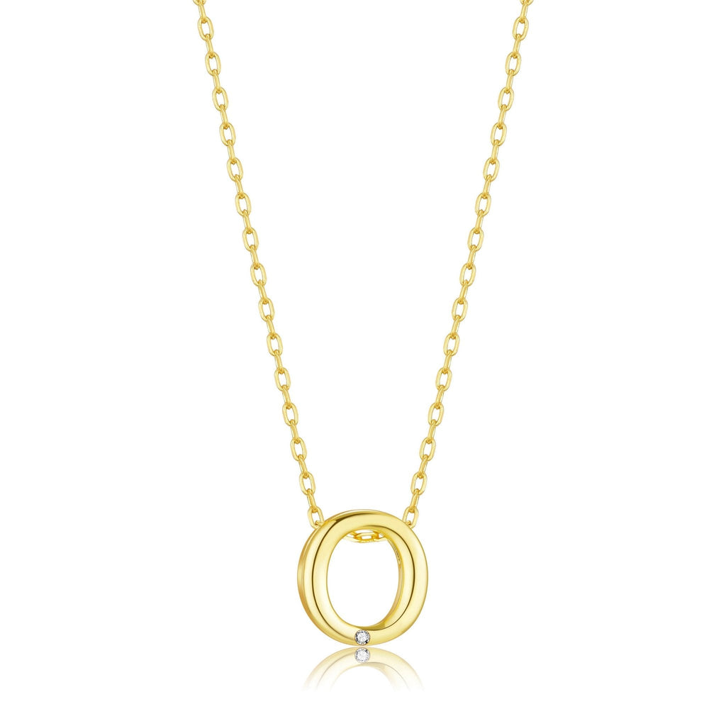 18k Gold Plated Initial Necklace Letter O Created with Zircondia® Crystals