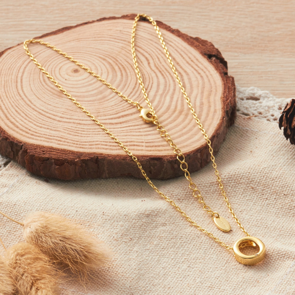 18k Gold Plated Initial Necklace Letter O Created with Zircondia® Crystals