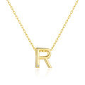 18k Gold Plated Initial Necklace Letter R Created with Zircondia® Crystals