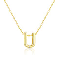 18k Gold Plated Initial Necklace Letter U Created with Zircondia® Crystals