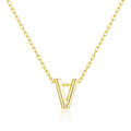 18k Gold Plated Initial Necklace Letter V Created with Zircondia® Crystals
