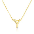 18k Gold Plated Initial Necklace Letter Y Created with Zircondia® Crystals