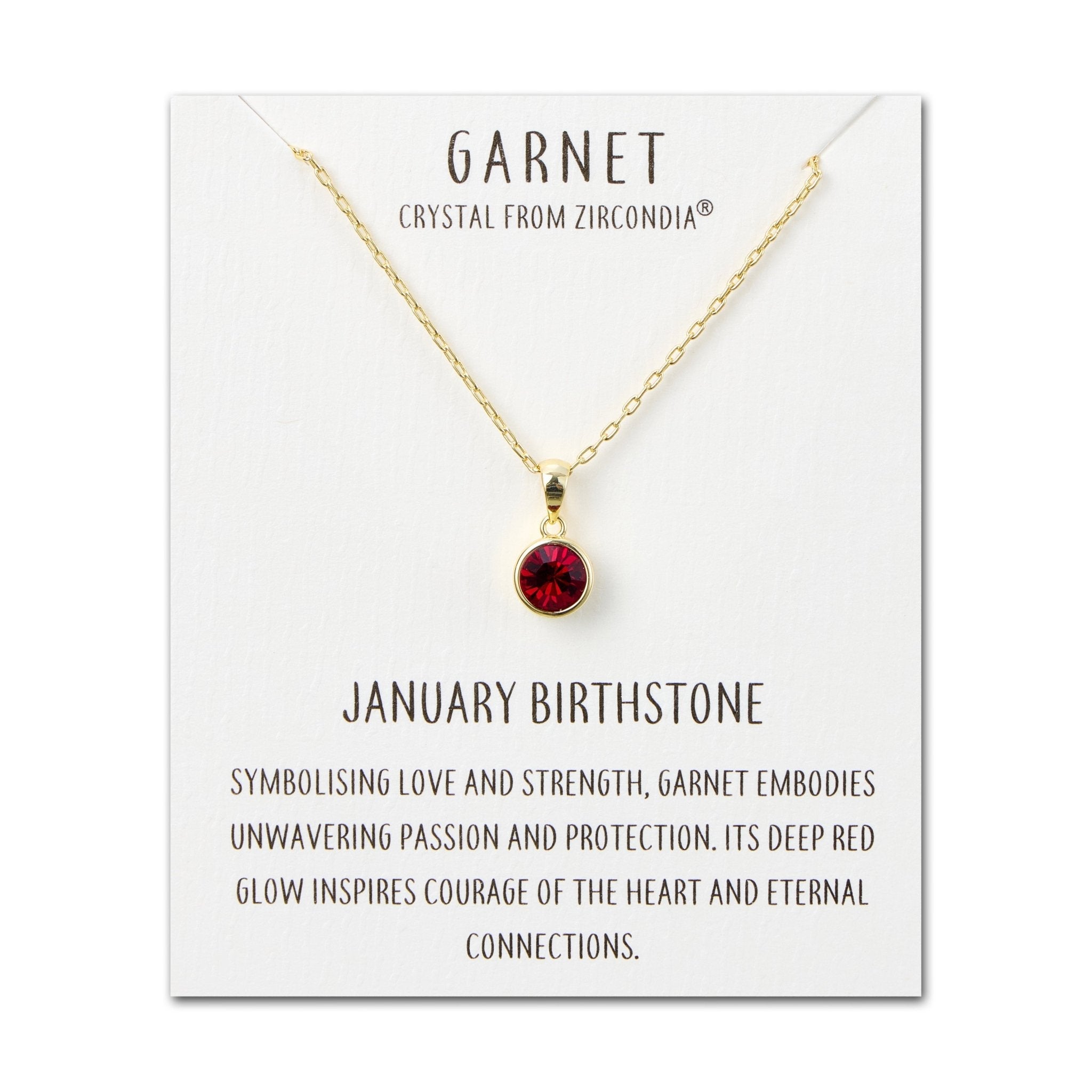 18k Gold Plated January (Garnet) Birthstone Necklace Created with Zircondia® Crystals