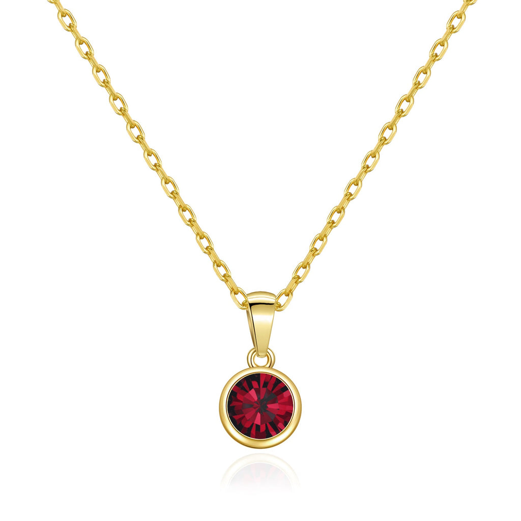 18k Gold Plated January (Garnet) Birthstone Necklace Created with Zircondia® Crystals
