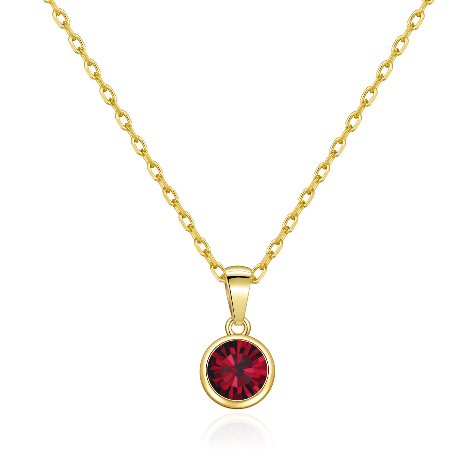 18k Gold Plated January (Garnet) Birthstone Necklace Created with Zircondia® Crystals