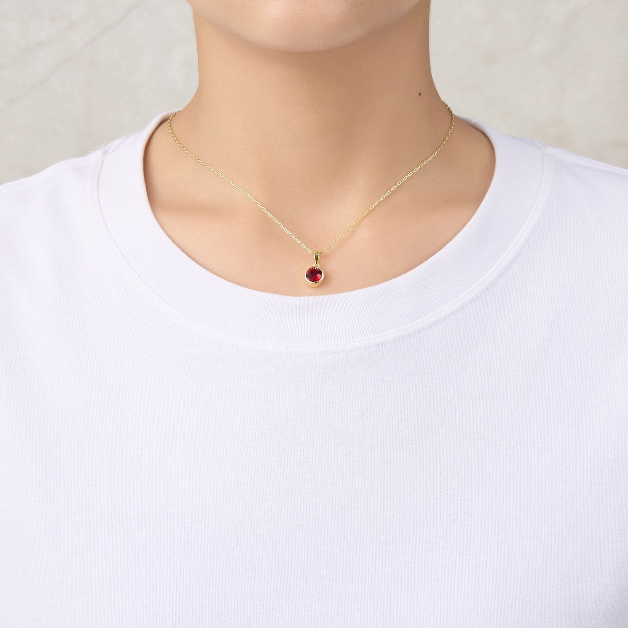 18k Gold Plated January (Garnet) Birthstone Necklace & Earrings Set Created with Zircondia® Crystals