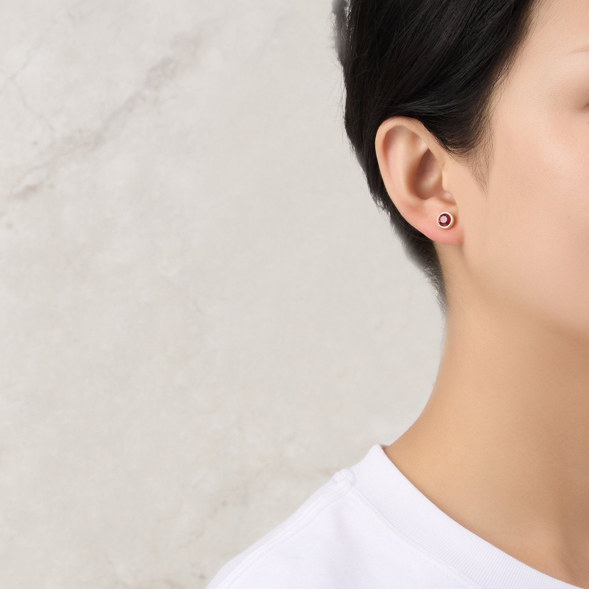 18k Gold Plated July (Ruby) Birthstone Earrings Created with Zircondia® Crystals