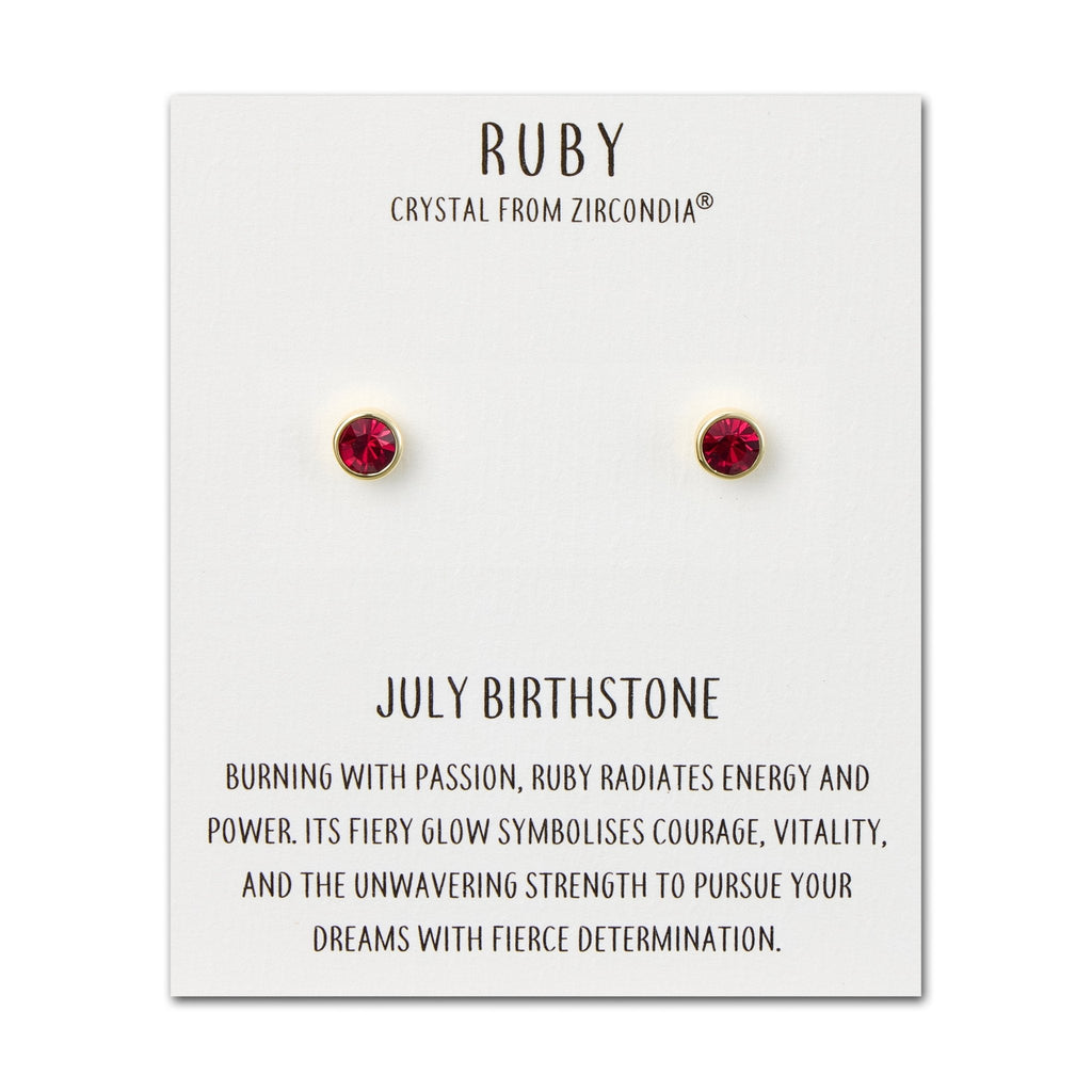 18k Gold Plated July (Ruby) Birthstone Earrings Created with Zircondia® Crystals