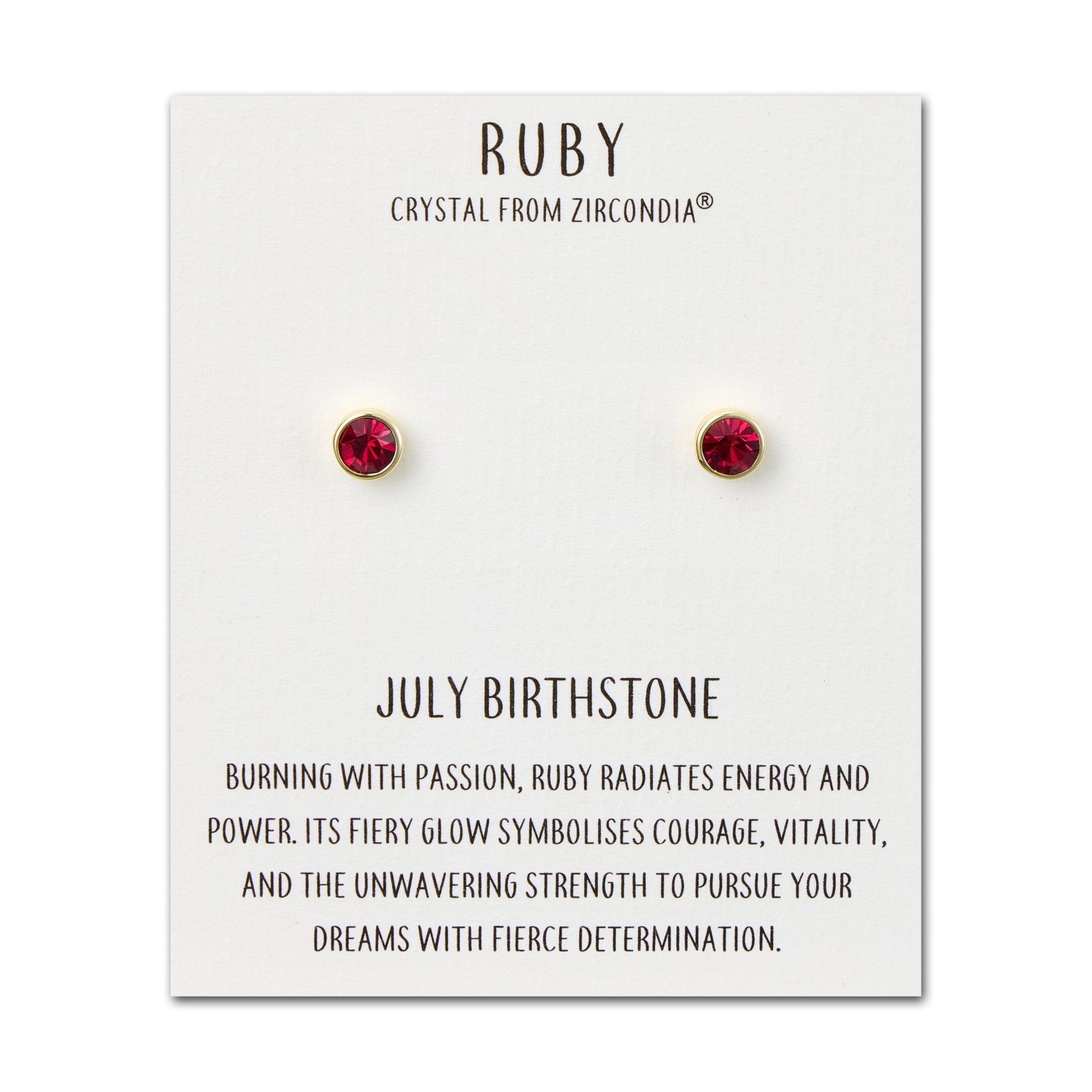 18k Gold Plated July (Ruby) Birthstone Earrings Created with Zircondia® Crystals