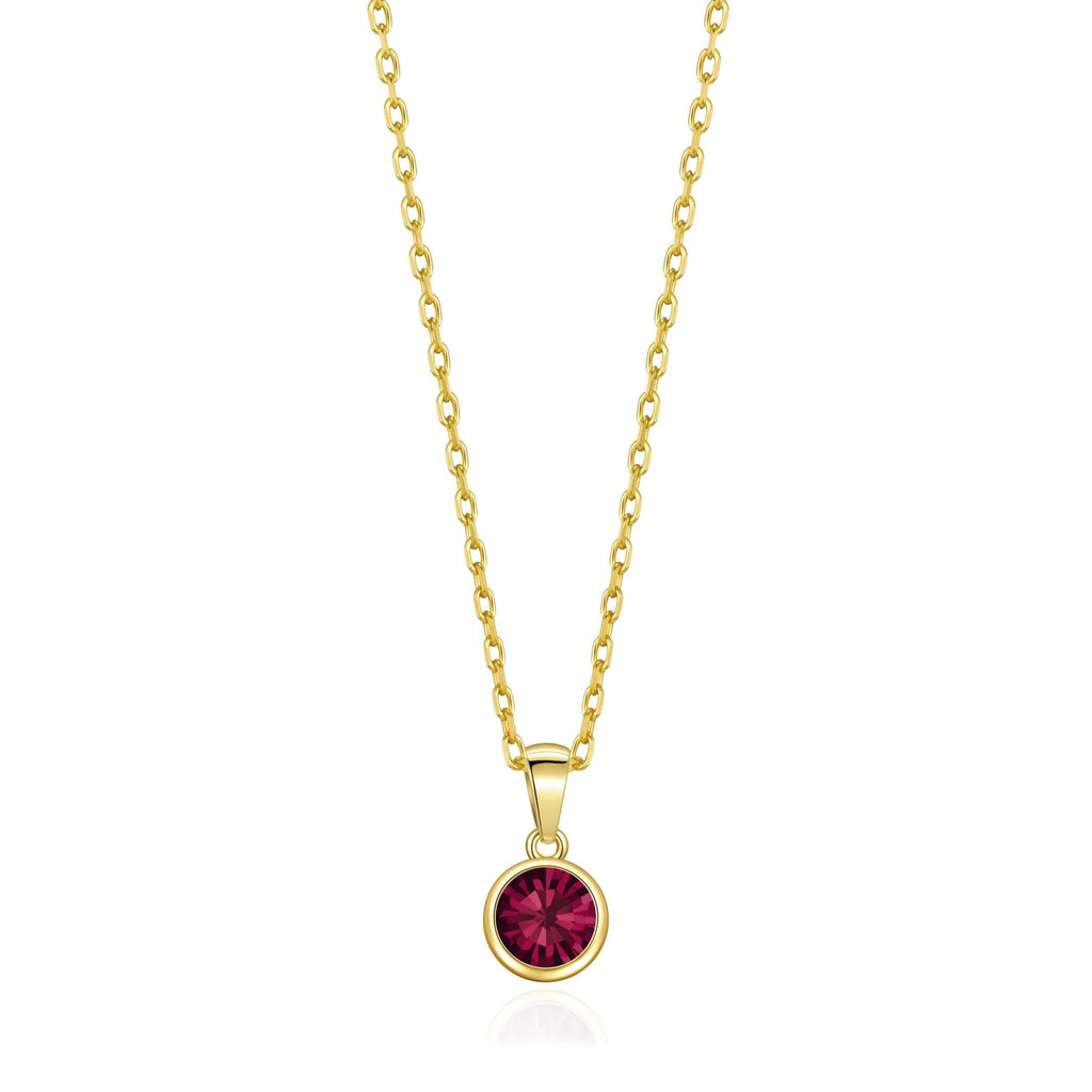 18k Gold Plated July (Ruby) Birthstone Necklace Created with Zircondia® Crystals