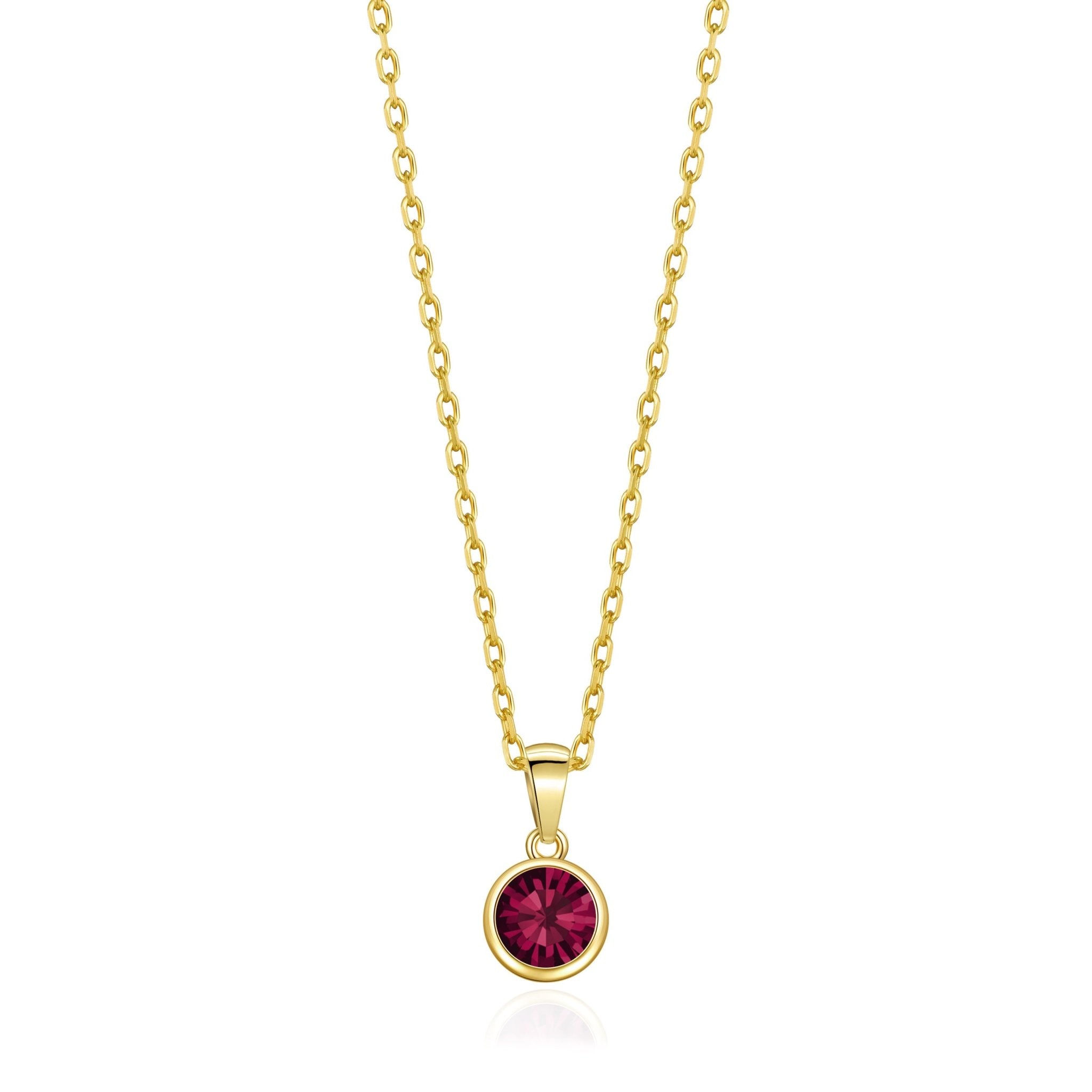 18k Gold Plated July (Ruby) Birthstone Necklace Created with Zircondia® Crystals