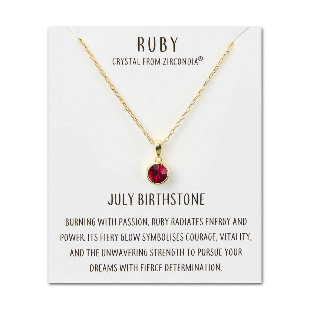18k Gold Plated July (Ruby) Birthstone Necklace Created with Zircondia® Crystals