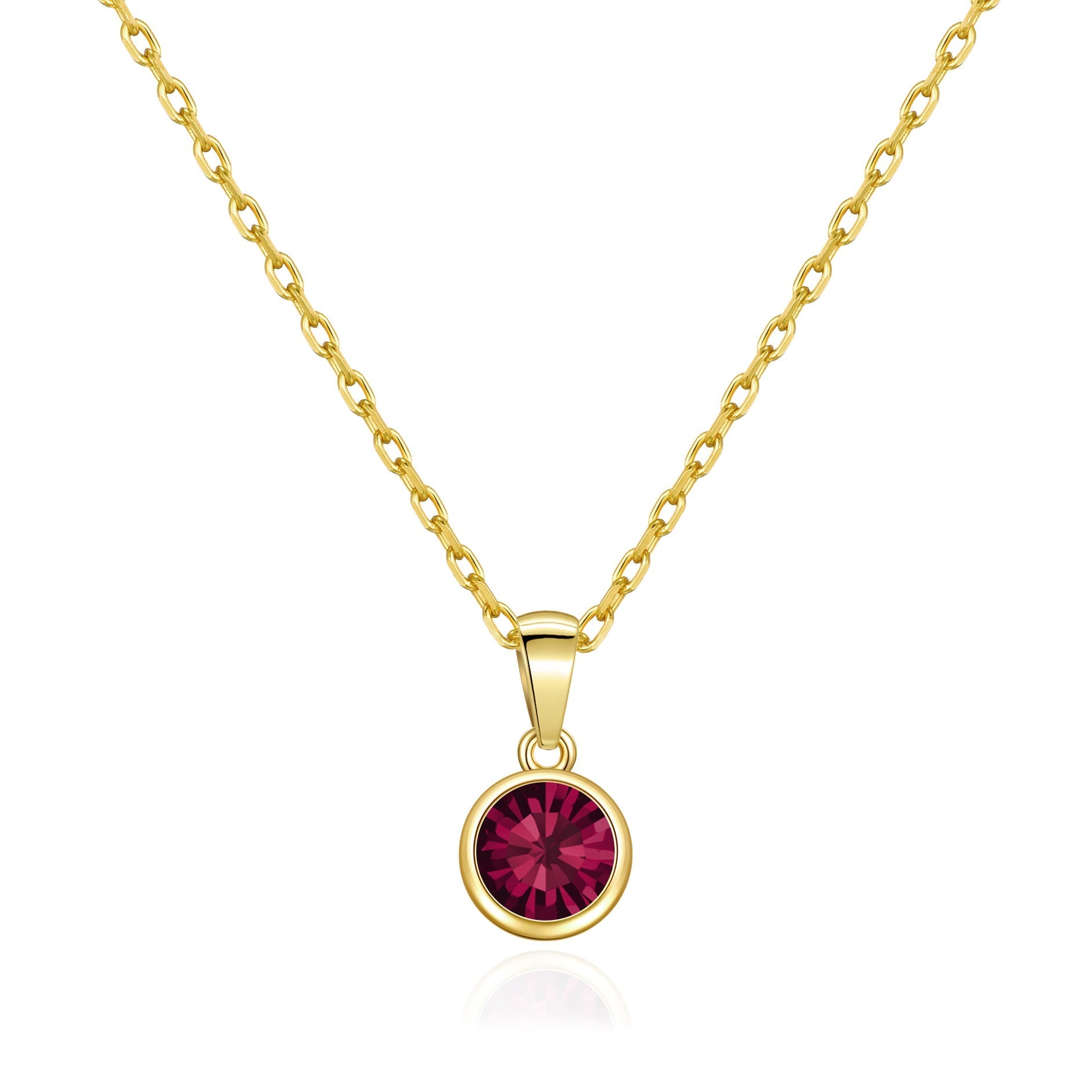18k Gold Plated July (Ruby) Birthstone Necklace Created with Zircondia® Crystals