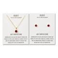 18k Gold Plated July (Ruby) Birthstone Necklace & Earrings Set Created with Zircondia® Crystals