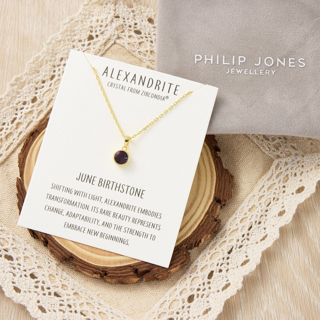 18k Gold Plated June (Alexandrite) Birthstone Necklace Created with Zircondia® Crystals