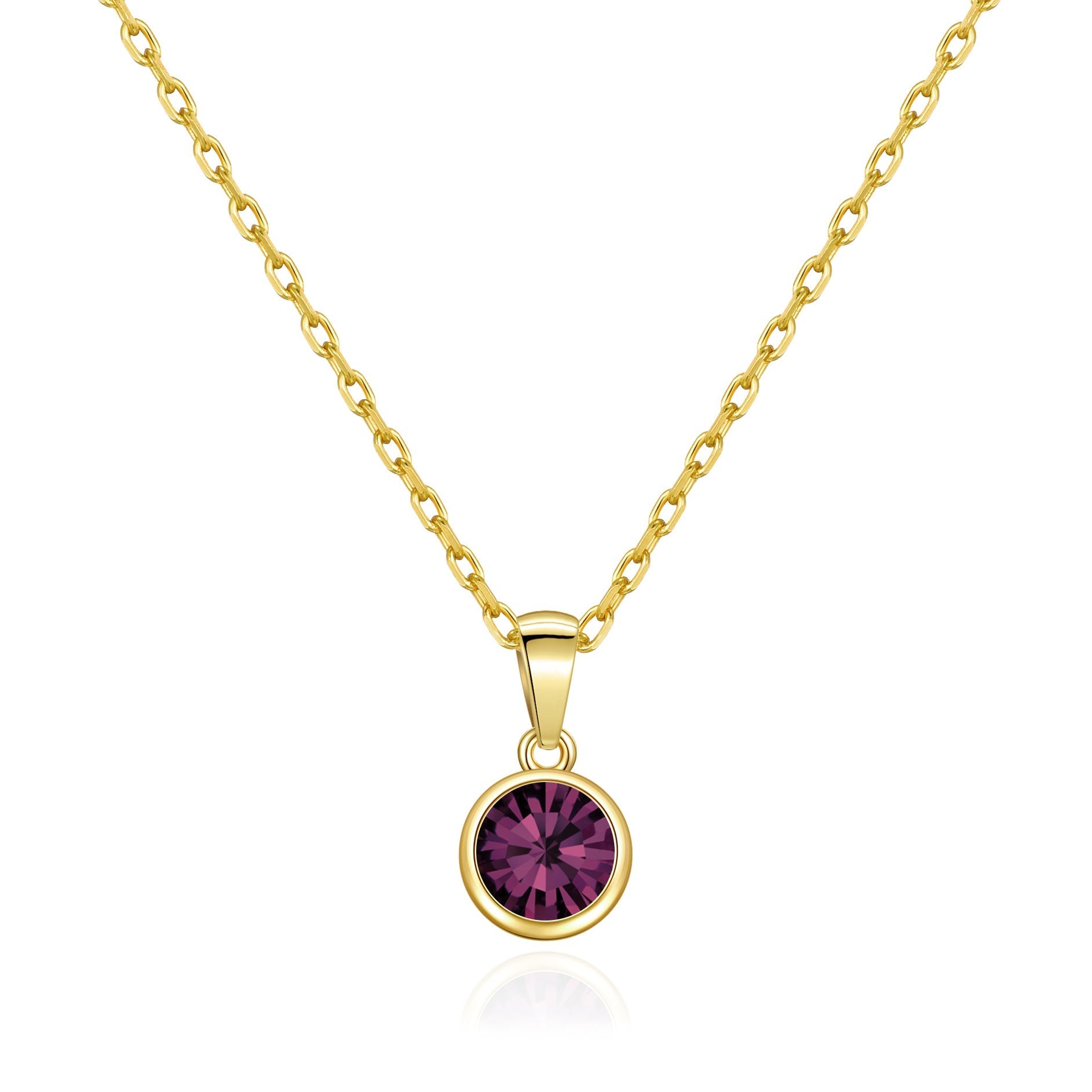 18k Gold Plated June (Alexandrite) Birthstone Necklace Created with Zircondia® Crystals