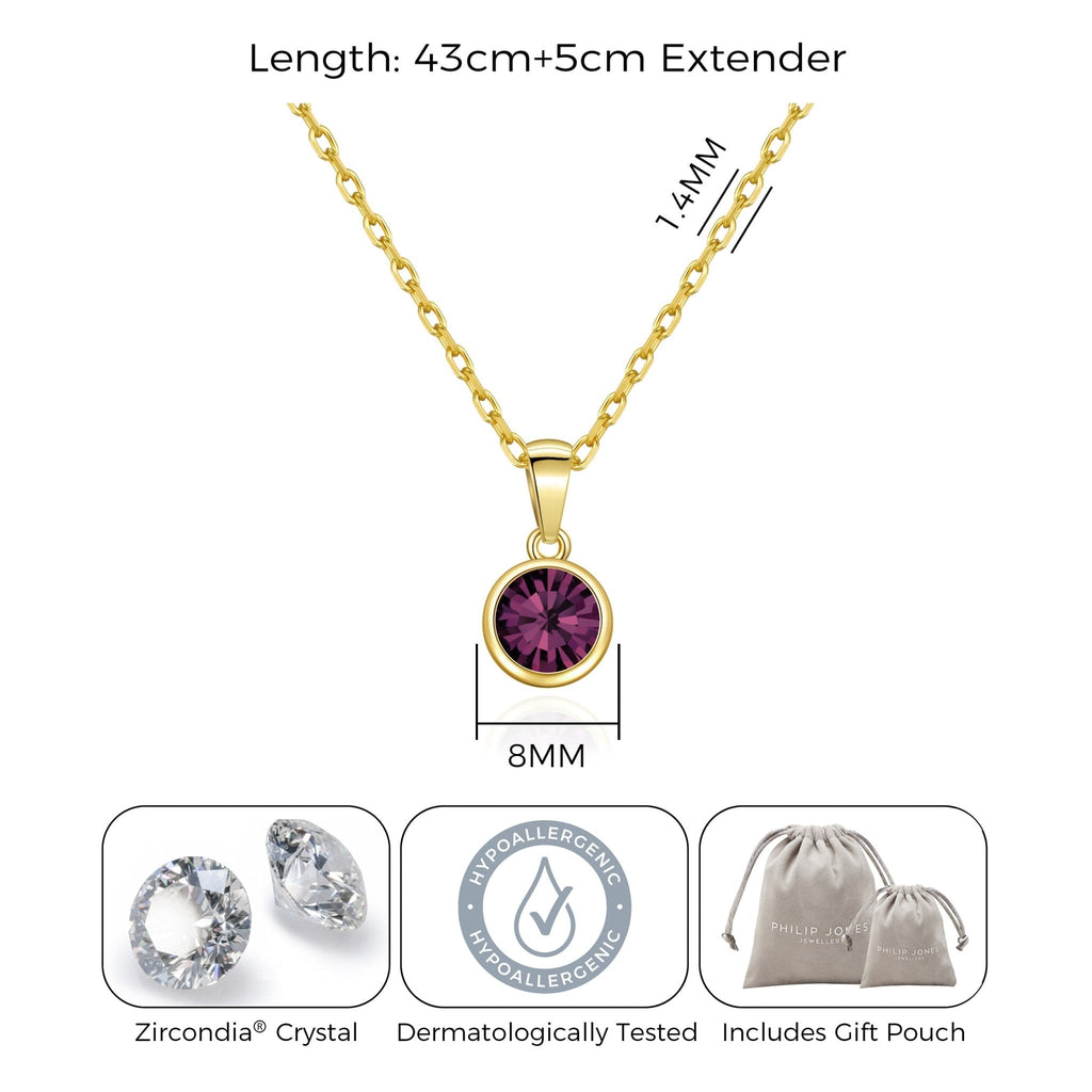 18k Gold Plated June (Alexandrite) Birthstone Necklace Created with Zircondia® Crystals