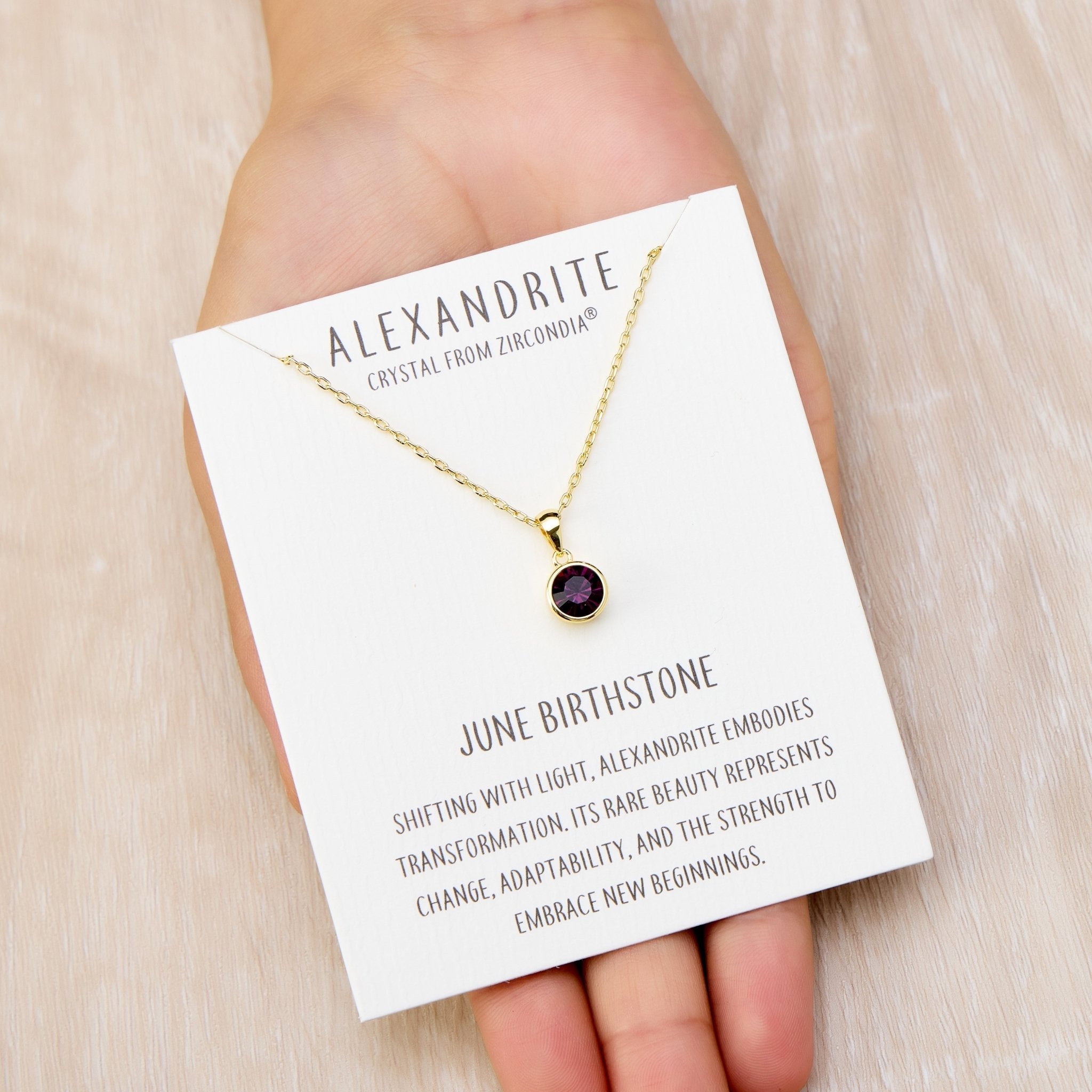 18k Gold Plated June (Alexandrite) Birthstone Necklace Created with Zircondia® Crystals