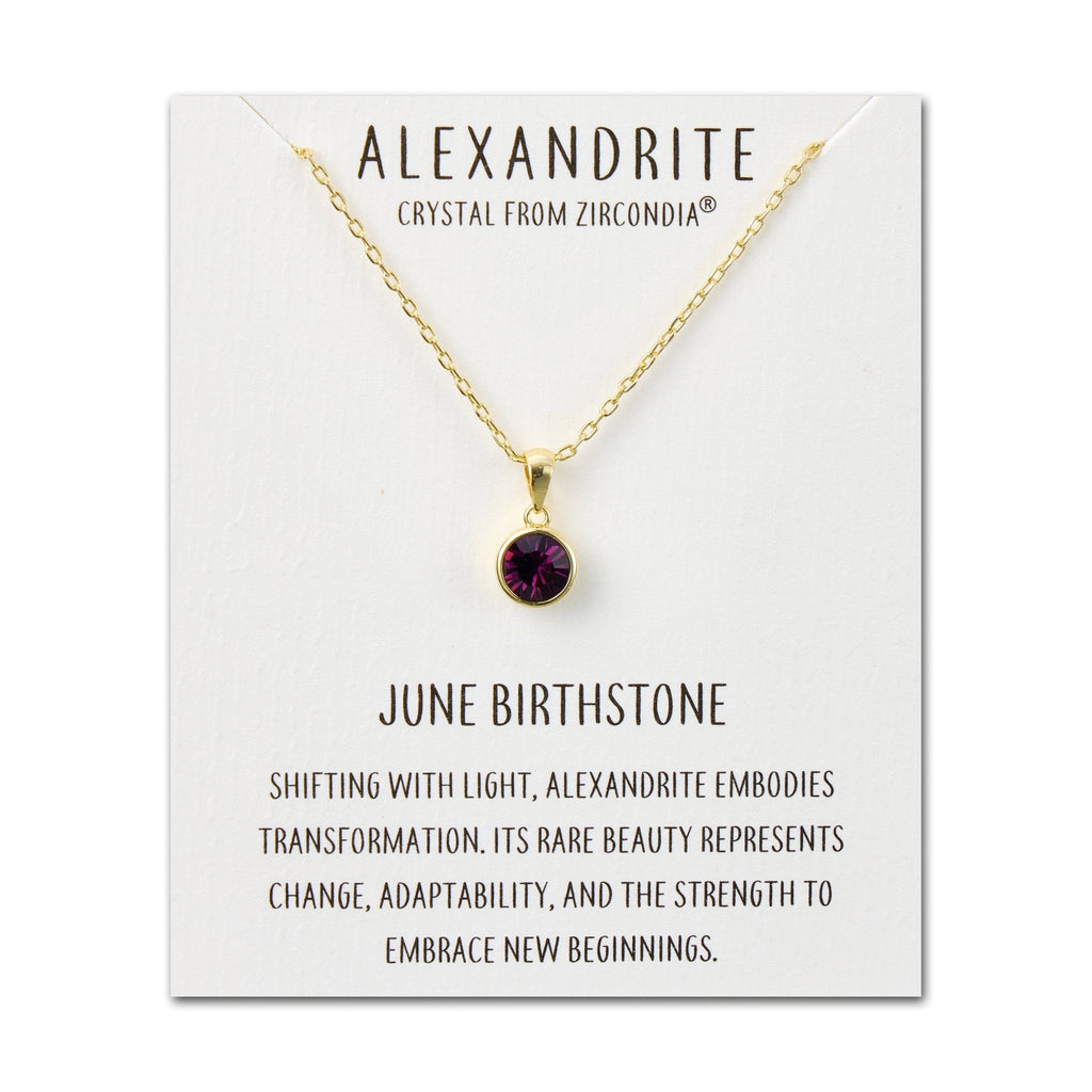 18k Gold Plated June (Alexandrite) Birthstone Necklace Created with Zircondia® Crystals
