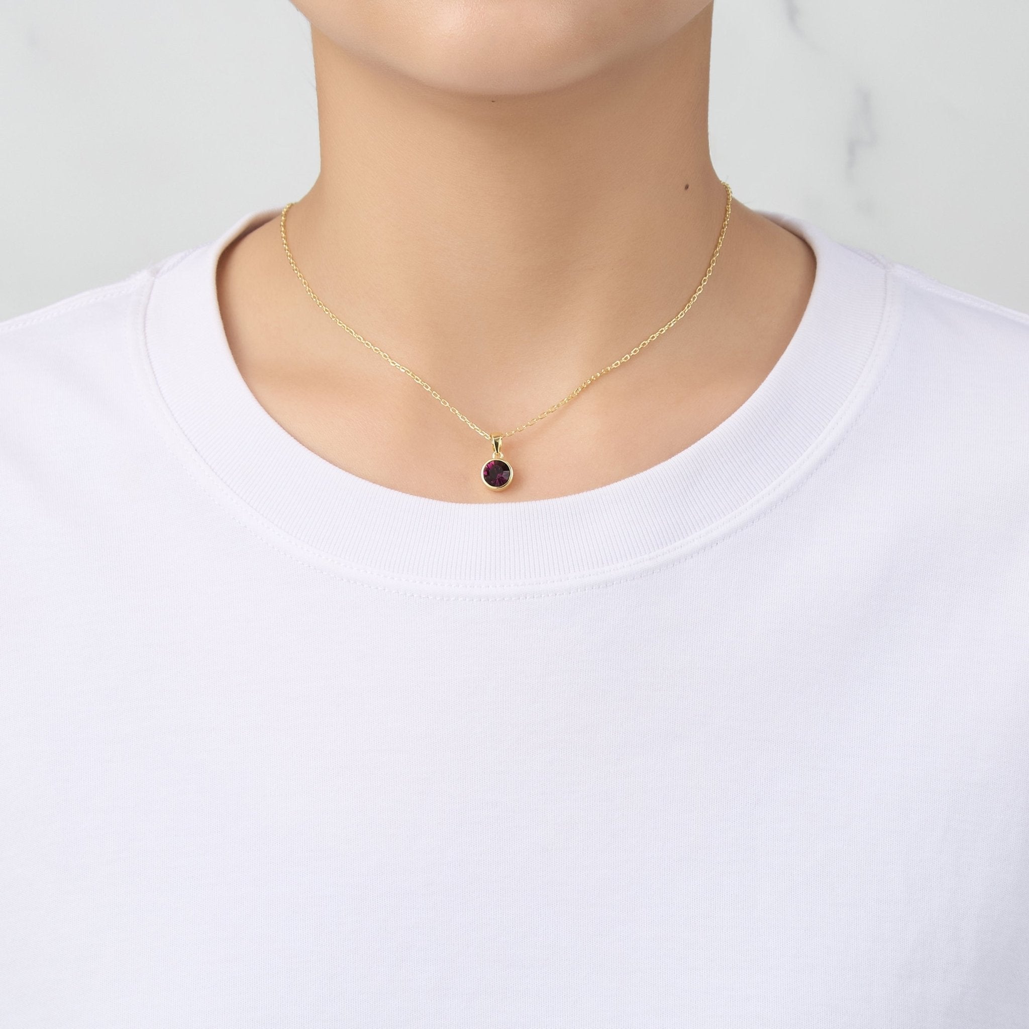 18k Gold Plated June (Alexandrite) Birthstone Necklace Created with Zircondia® Crystals