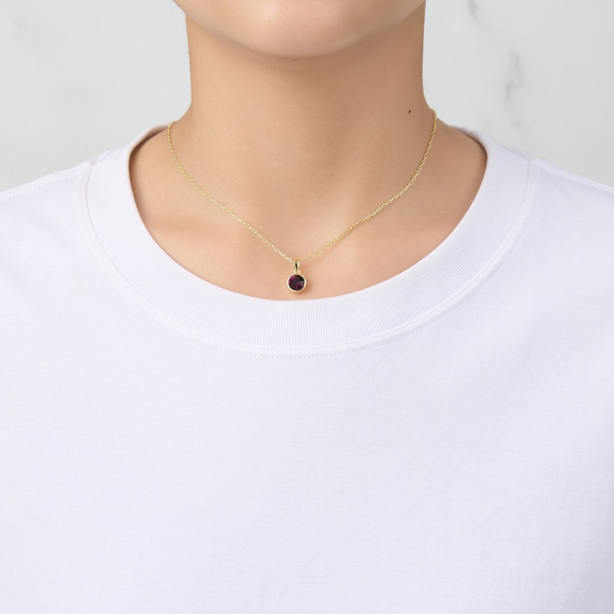 18k Gold Plated June (Alexandrite) Birthstone Necklace & Earrings Set Created with Zircondia® Crystals