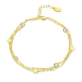 18k Gold Plated Layered Star Anklet Created with Zircondia® Crystals