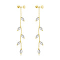 18k Gold Plated Leaf Dangle Earrings Created with Zircondia® Crystals
