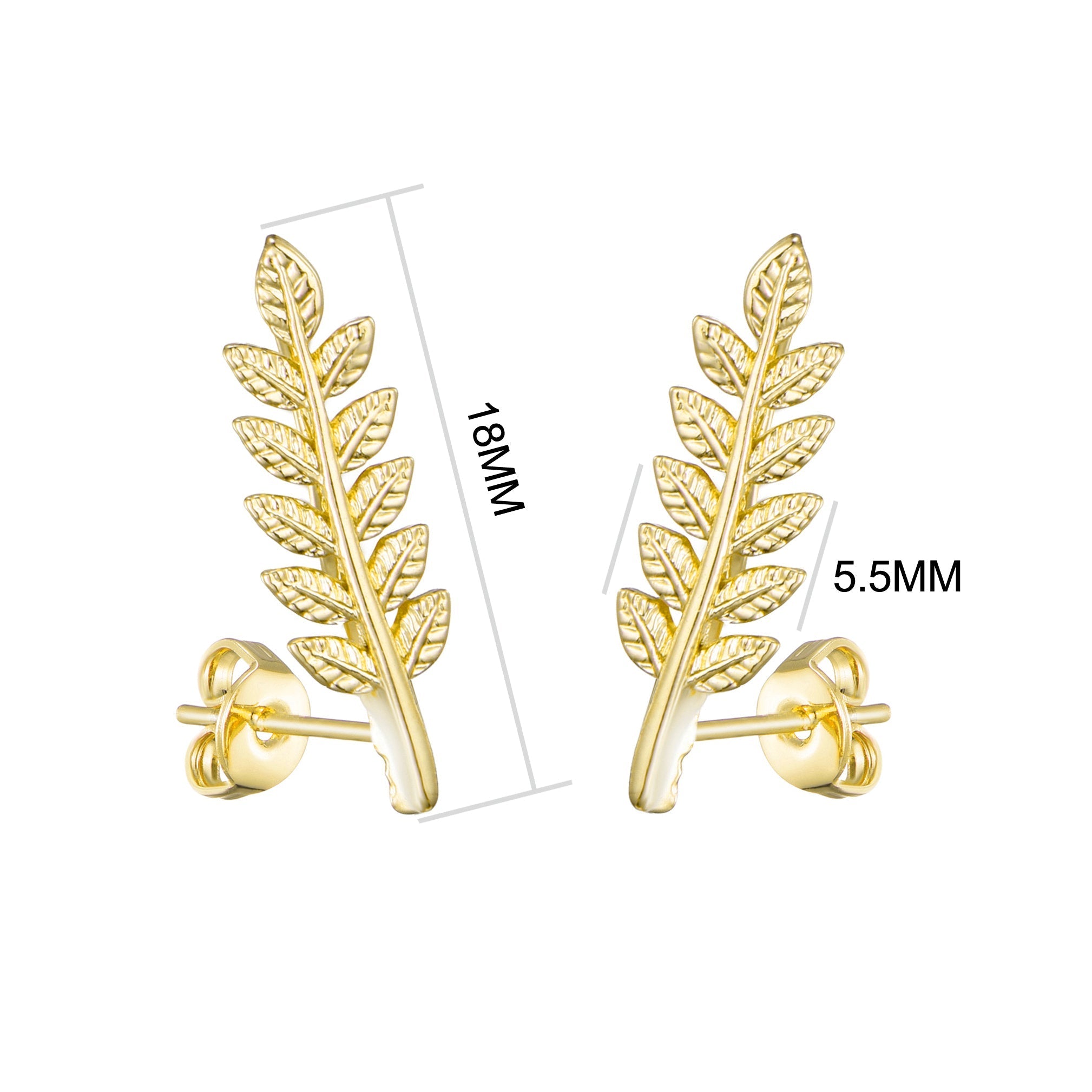 18k Gold Plated Leaf Earrings
