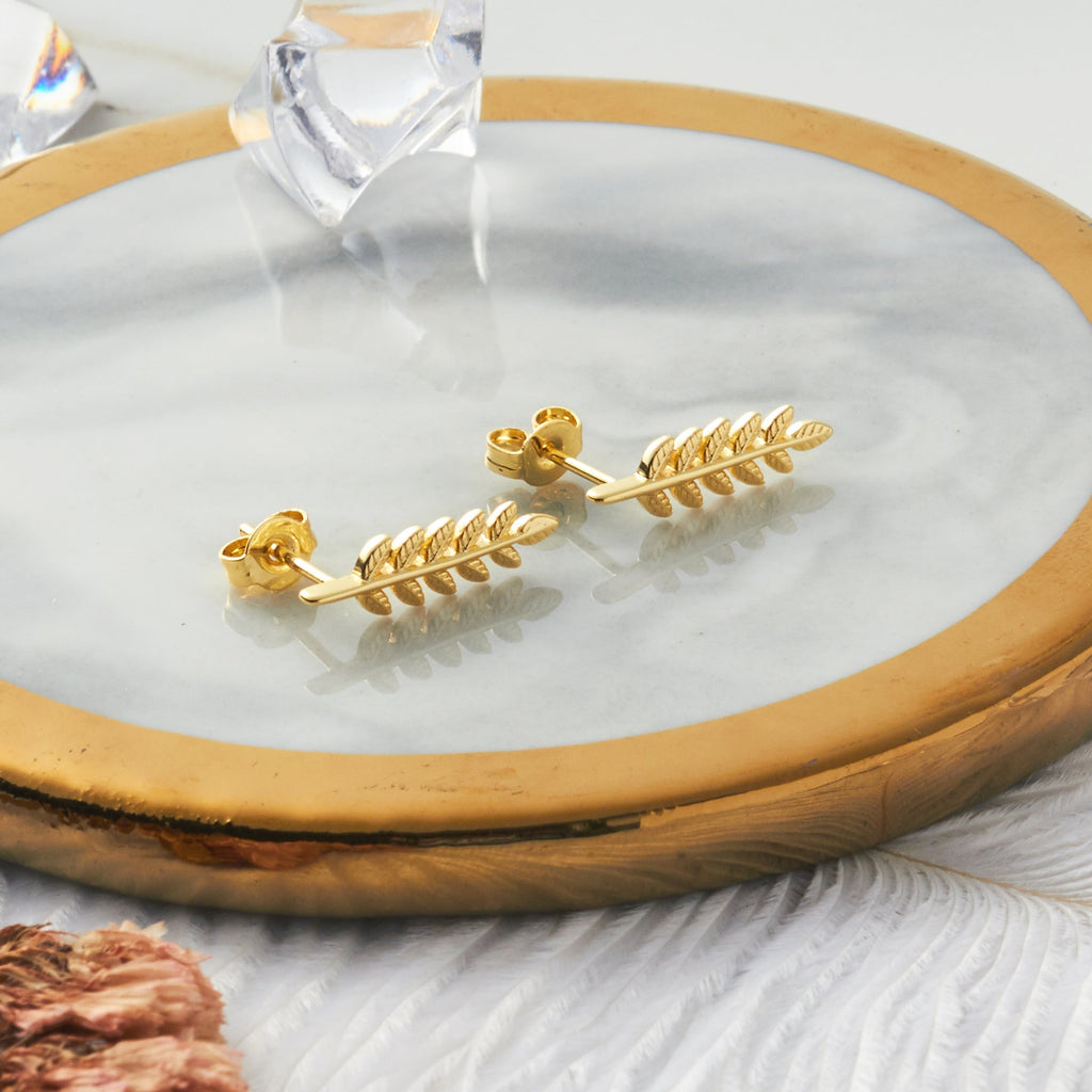18k Gold Plated Leaf Earrings