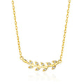 18k Gold Plated Leaf Necklace Created with Zircondia® Crystals