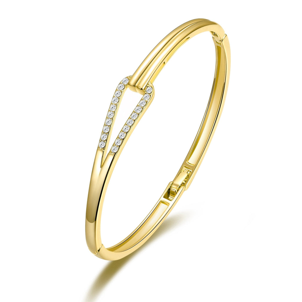 18k Gold Plated Link Bangle Created with Zircondia® Crystals (7 Inch)