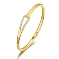 18k Gold Plated Link Bangle Created with Zircondia® Crystals (7 Inch)