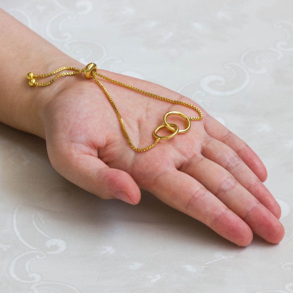 18k Gold Plated Link Friendship Slider Bracelet Created with Zircondia® Crystals