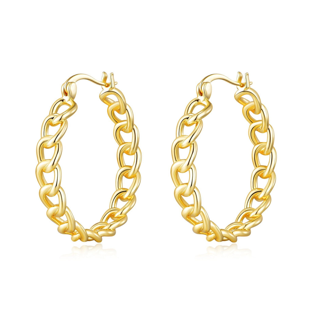 18k Gold Plated Link Hoop Earrings