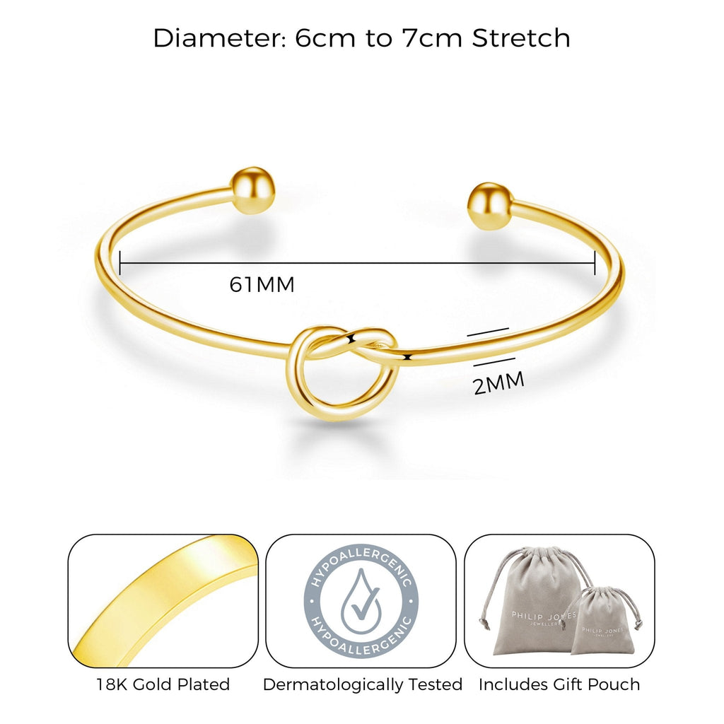 18k Gold Plated Love Knot Cuff Bangle
