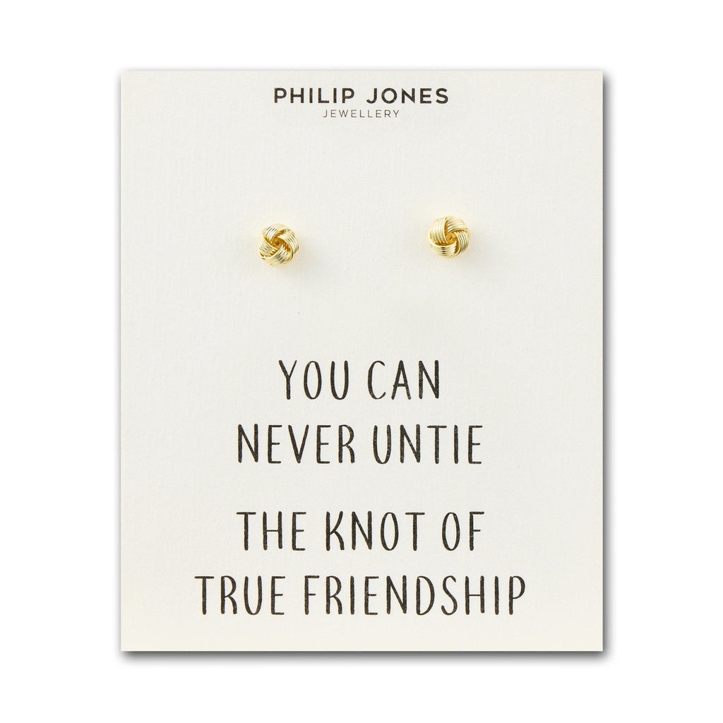 18k Gold Plated Love Knot Earrings with Quote Card