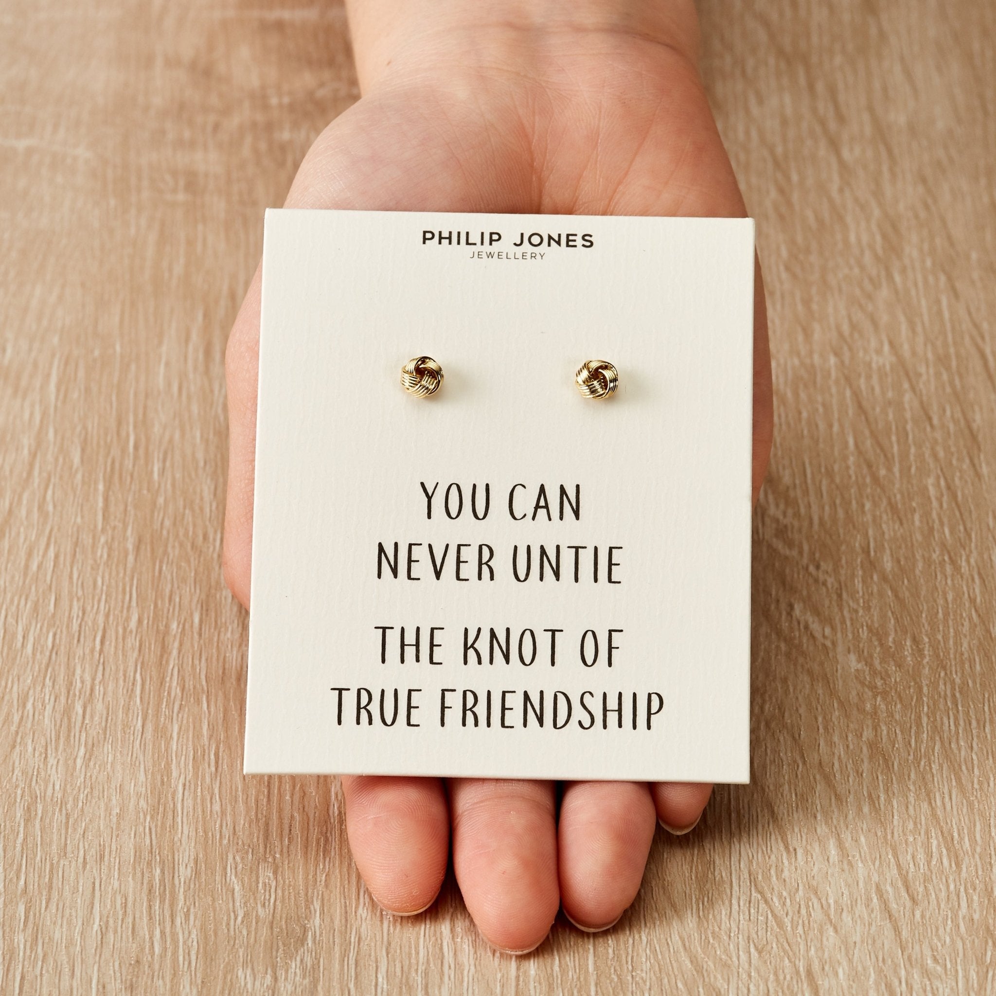 18k Gold Plated Love Knot Earrings with Quote Card