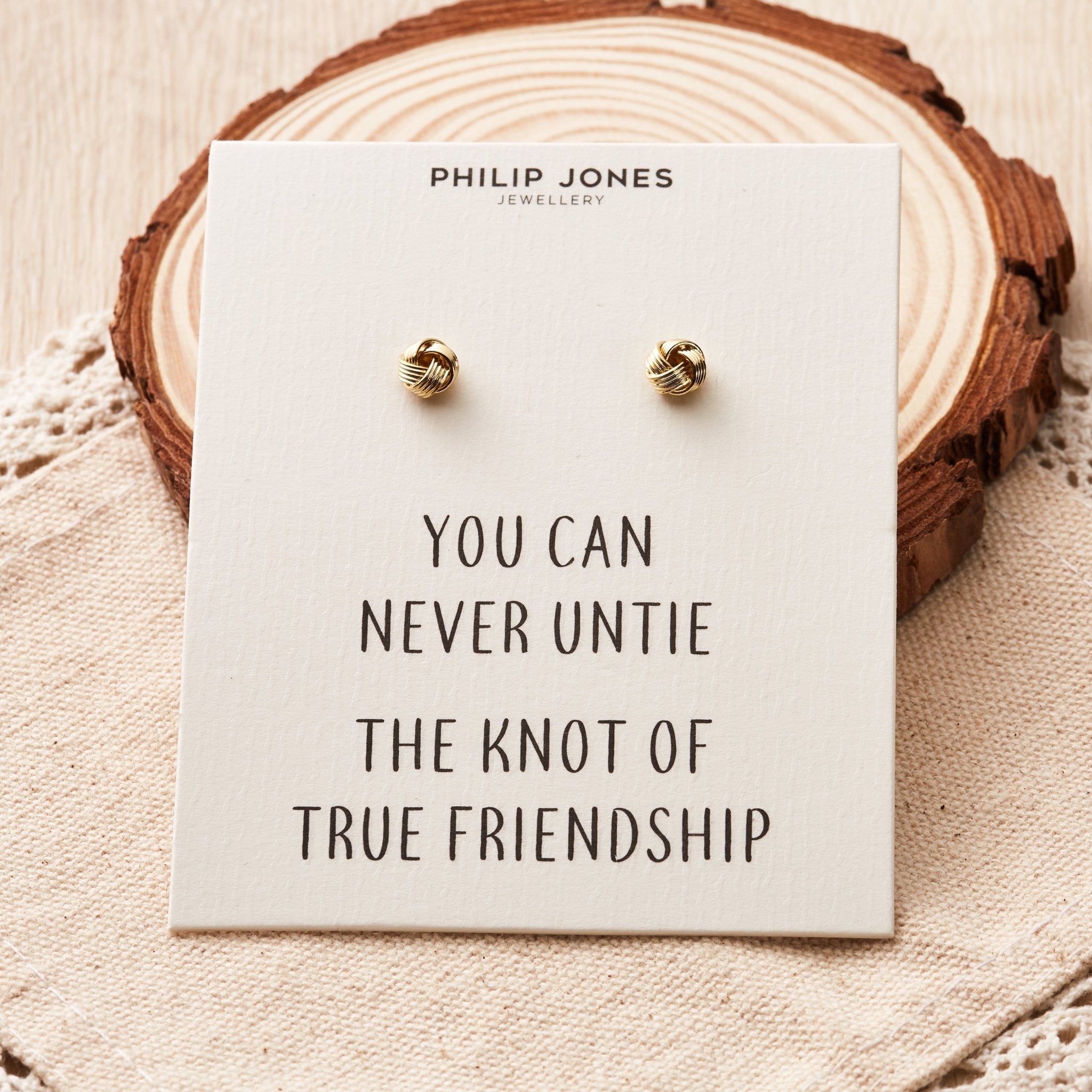 18k Gold Plated Love Knot Earrings with Quote Card