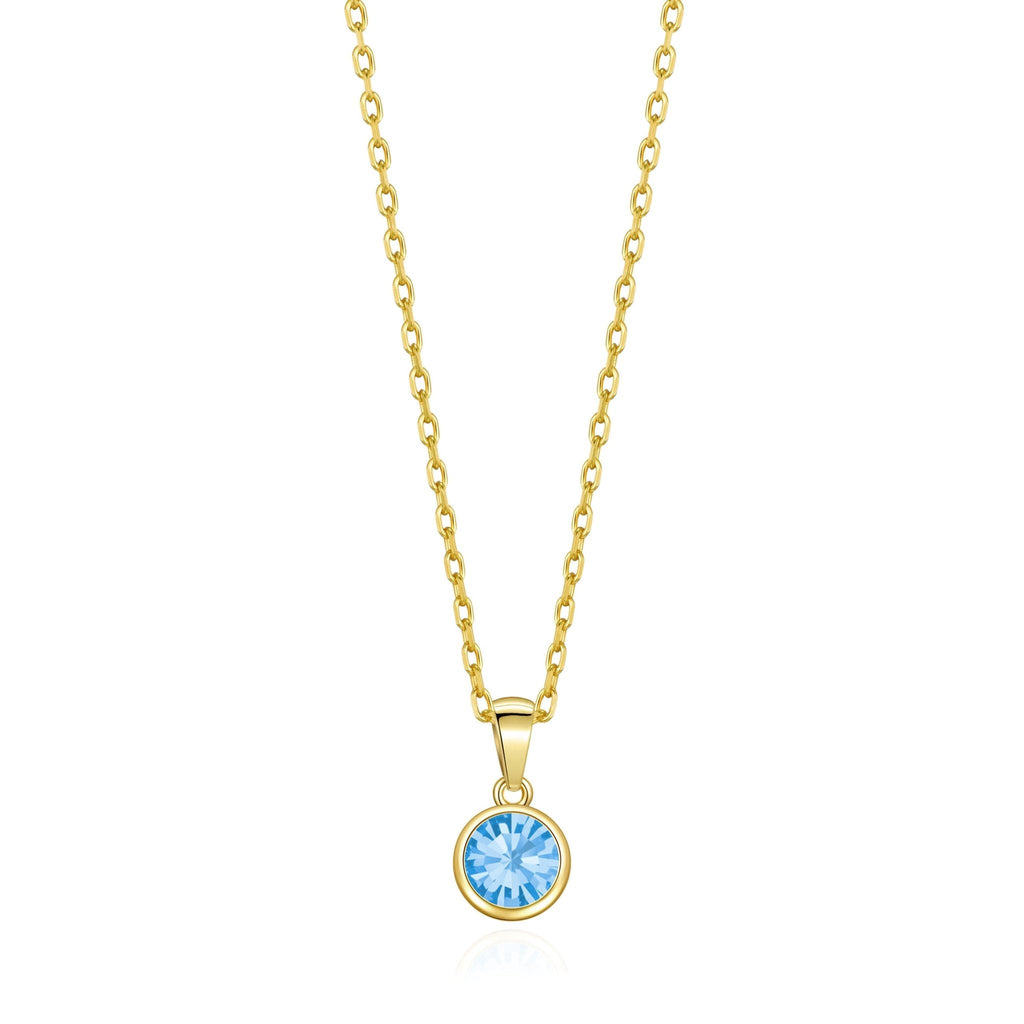 18k Gold Plated March (Aquamarine) Birthstone Necklace Created with Zircondia® Crystals