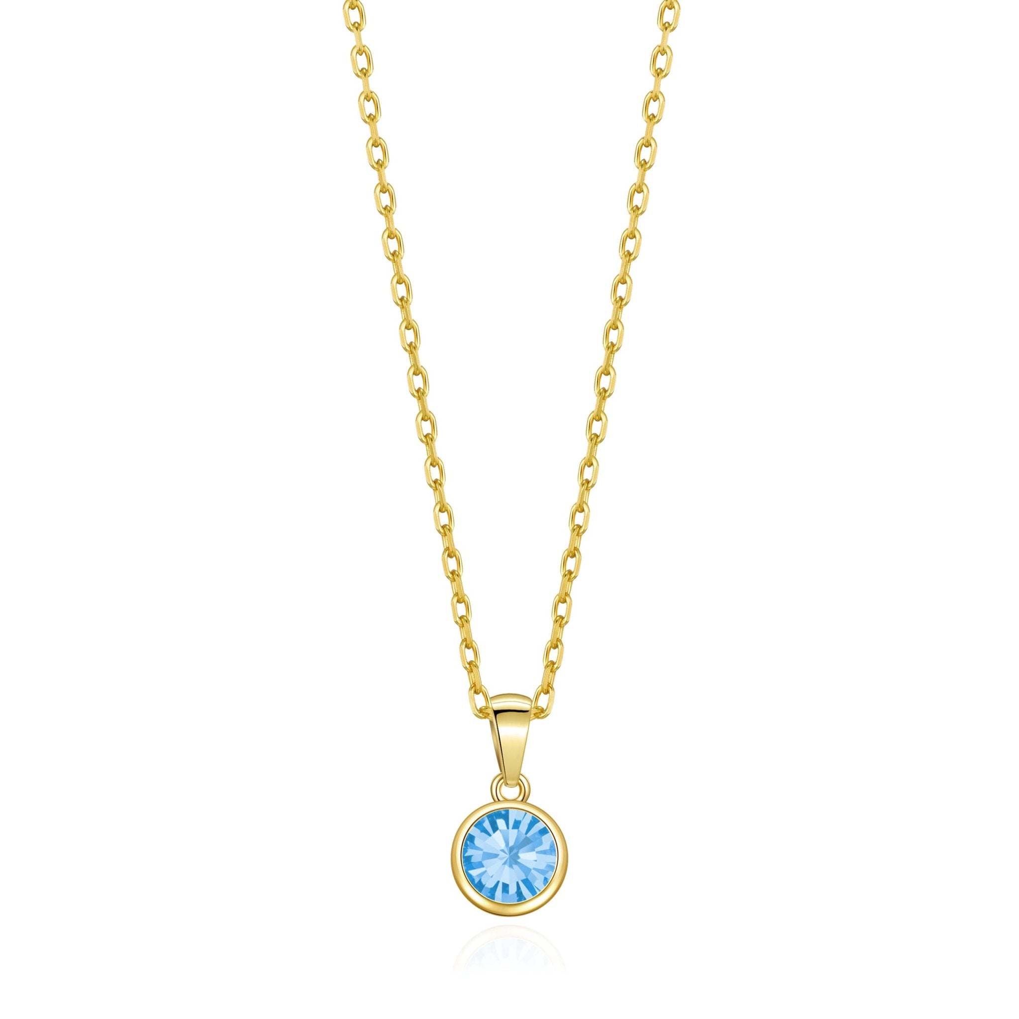 18k Gold Plated March (Aquamarine) Birthstone Necklace Created with Zircondia® Crystals