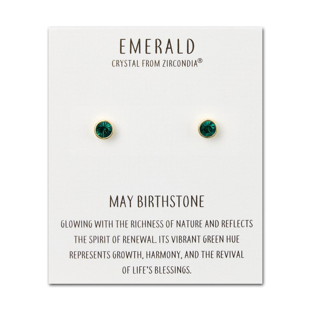 18k Gold Plated May (Emerald) Birthstone Earrings Created with Zircondia® Crystals