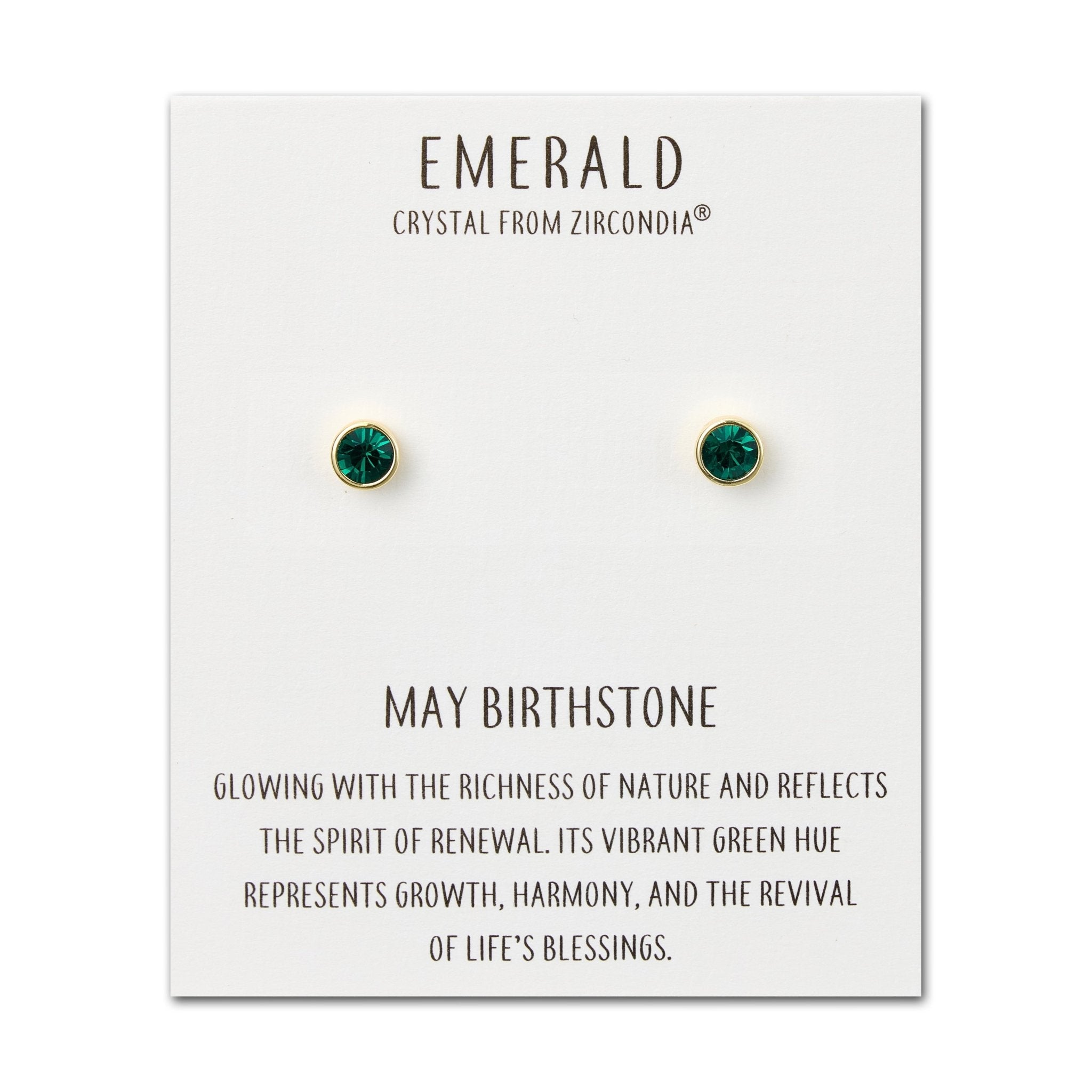 18k Gold Plated May (Emerald) Birthstone Earrings Created with Zircondia® Crystals
