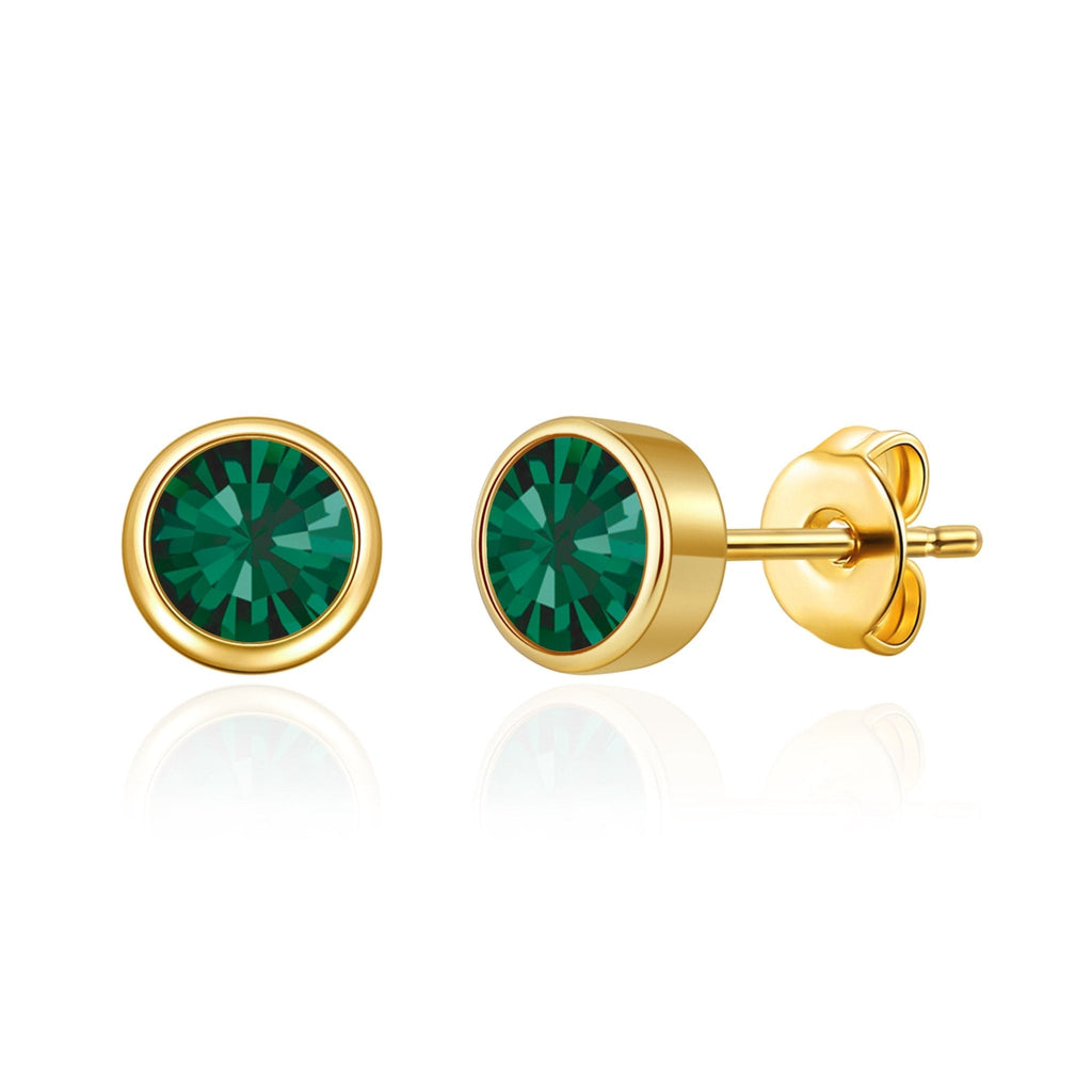 18k Gold Plated May (Emerald) Birthstone Earrings Created with Zircondia® Crystals