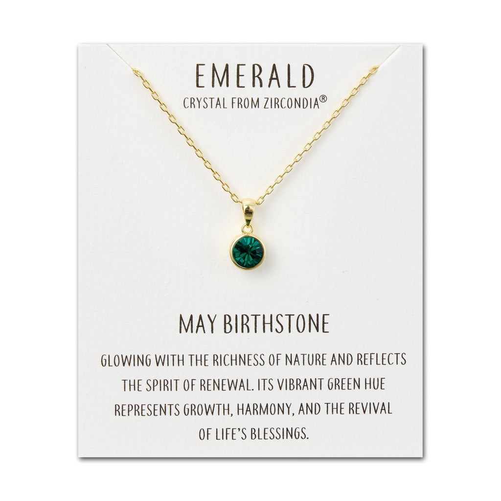 18k Gold Plated May (Emerald) Birthstone Necklace Created with Zircondia® Crystals
