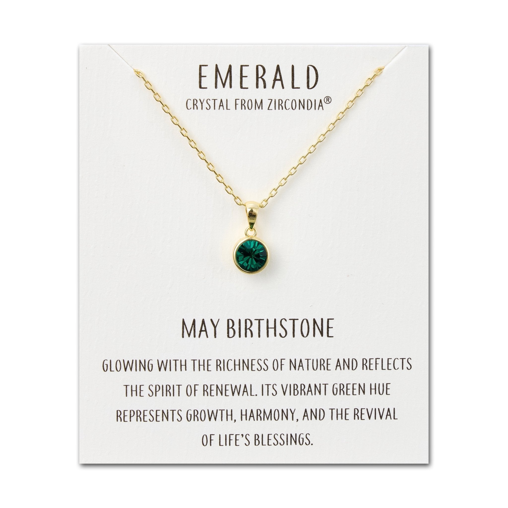 18k Gold Plated May (Emerald) Birthstone Necklace Created with Zircondia® Crystals