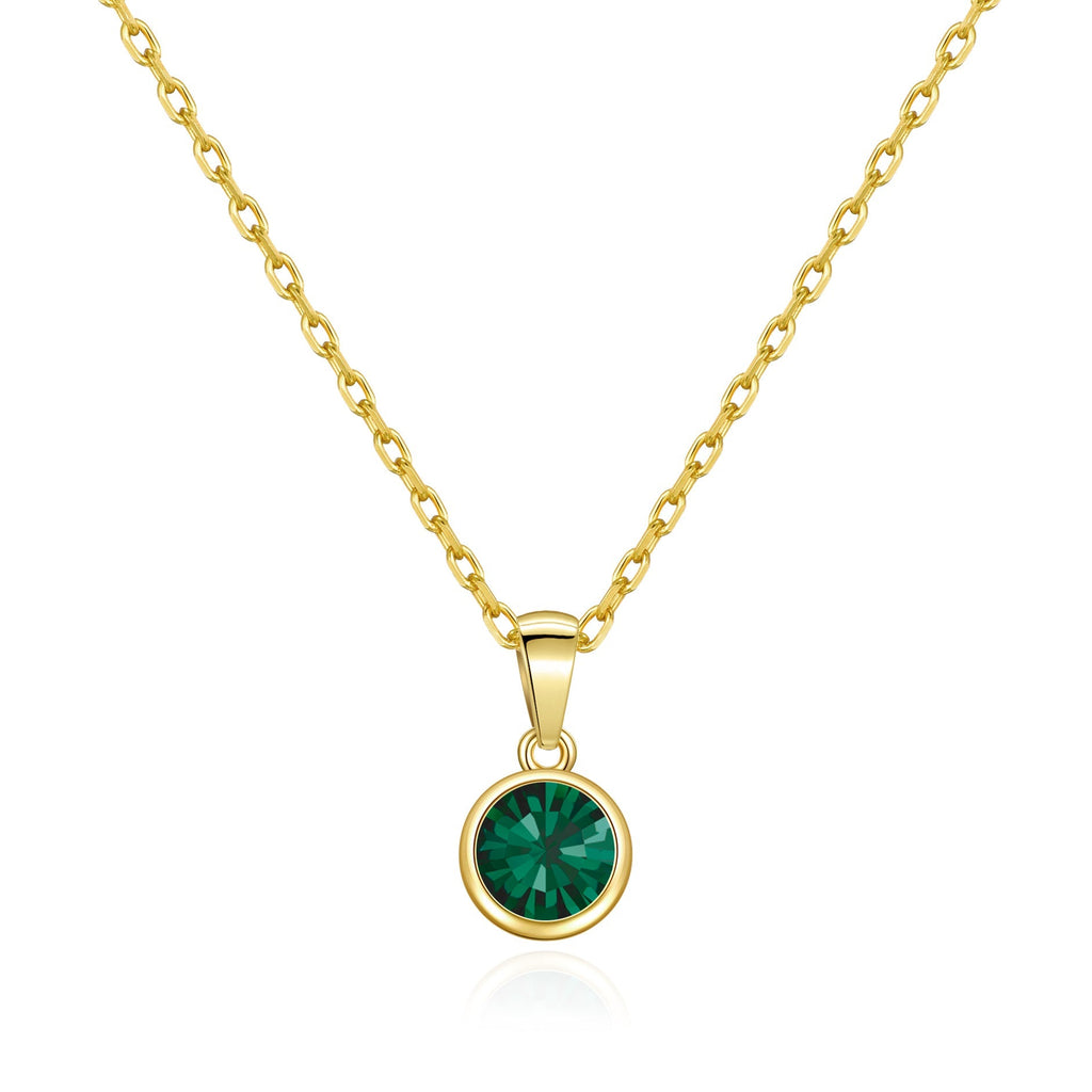 18k Gold Plated May (Emerald) Birthstone Necklace Created with Zircondia® Crystals